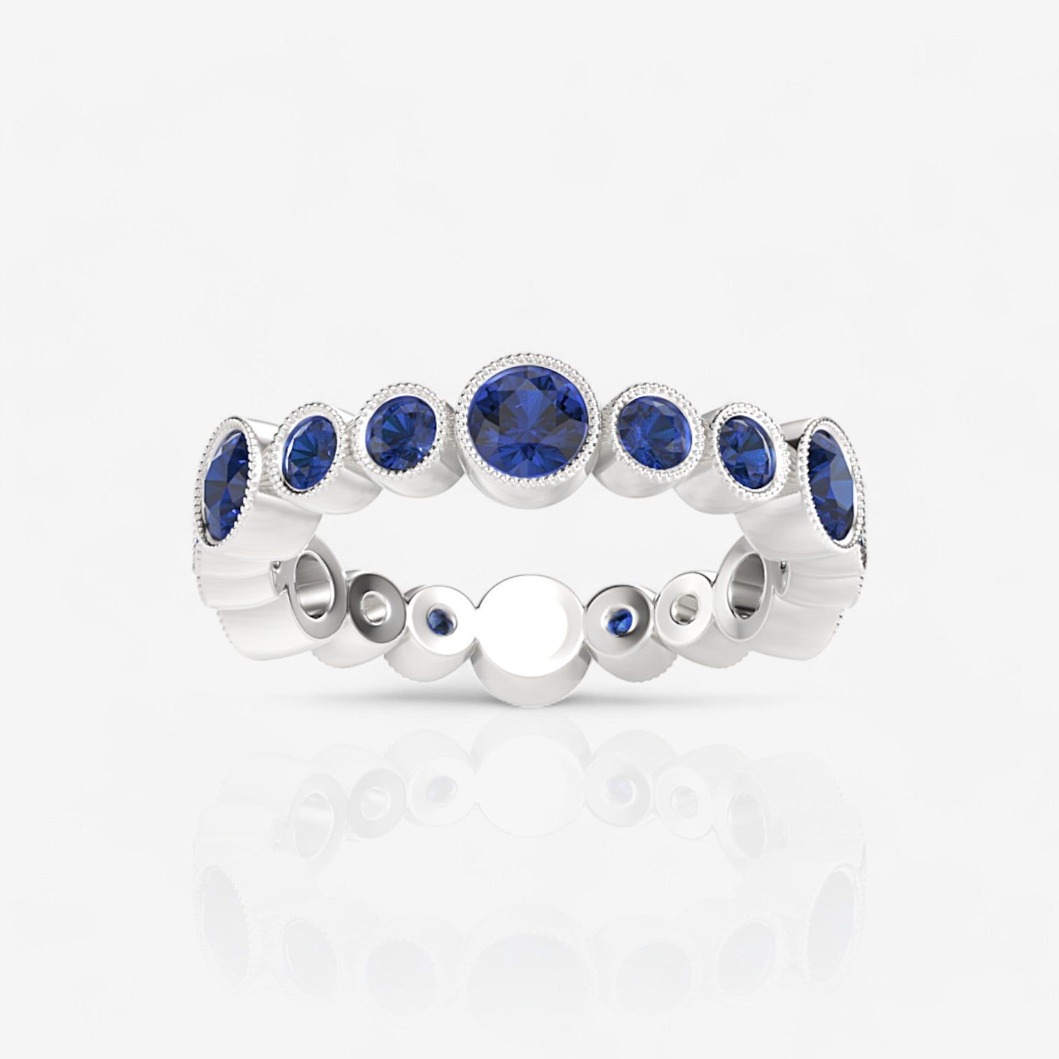 Alternating Sapphire Bezel Set Eternity Band