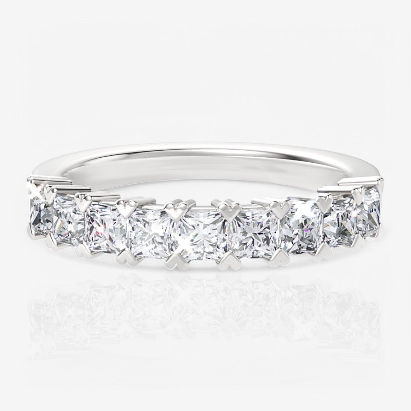 Nine-Stone Princess Lab Diamond Wedding Ring