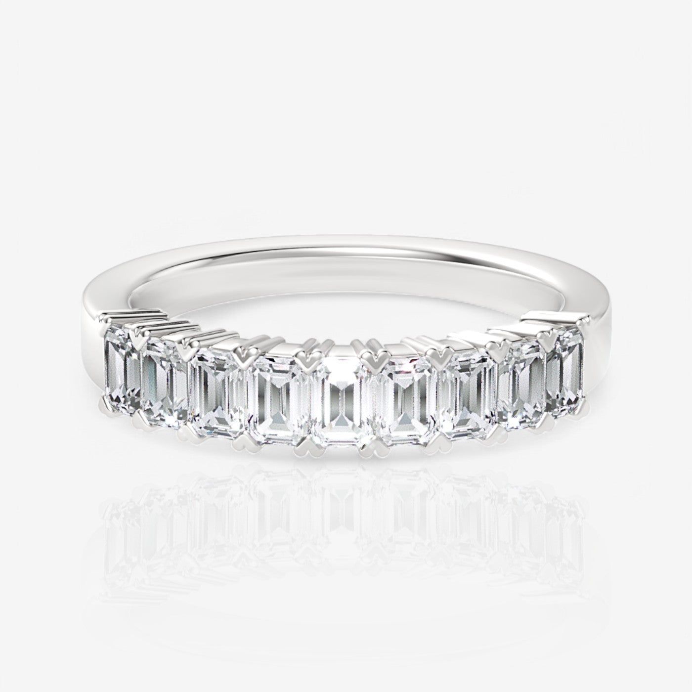 Nine-Stone Emerald Lab Diamond Wedding Ring