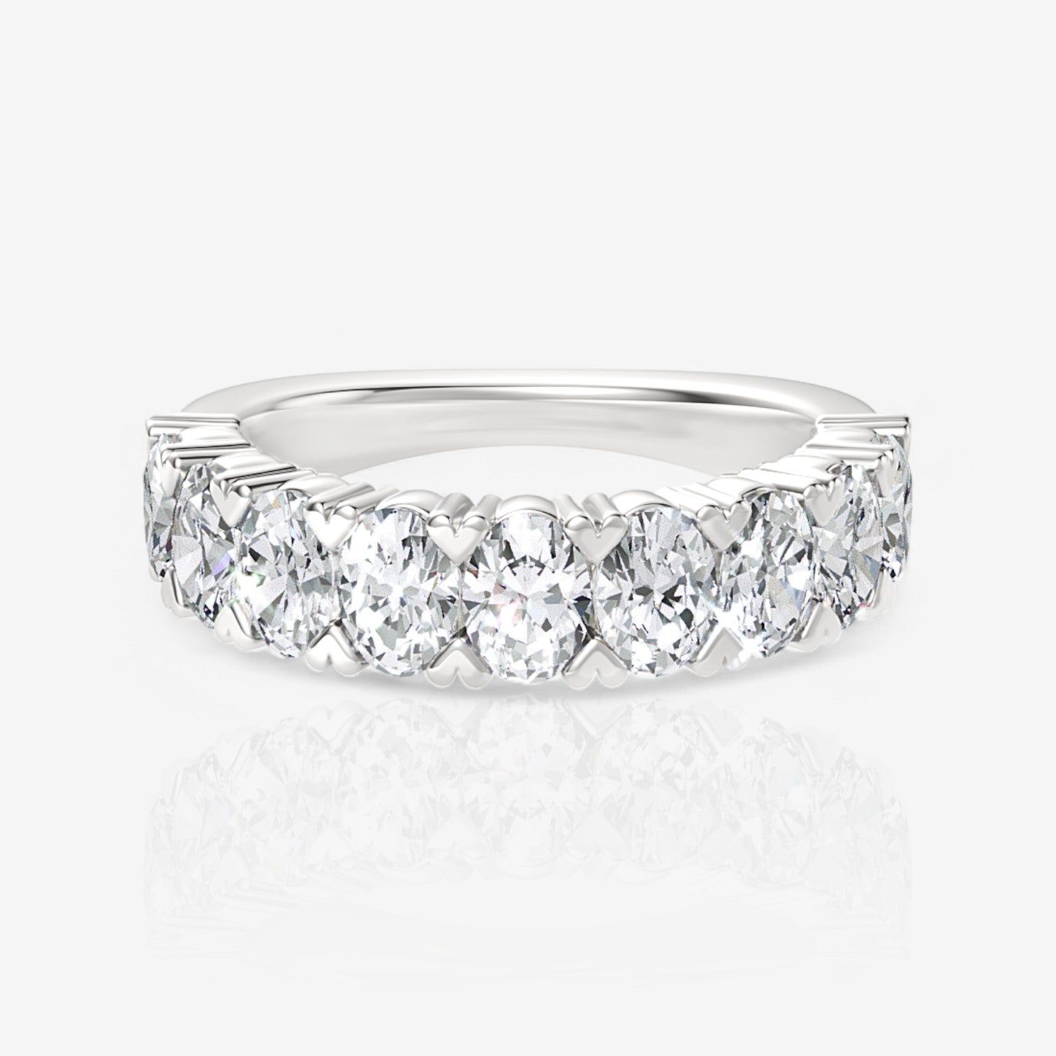 Nine-Stone Oval Cut Lab Diamond Wedding Ring