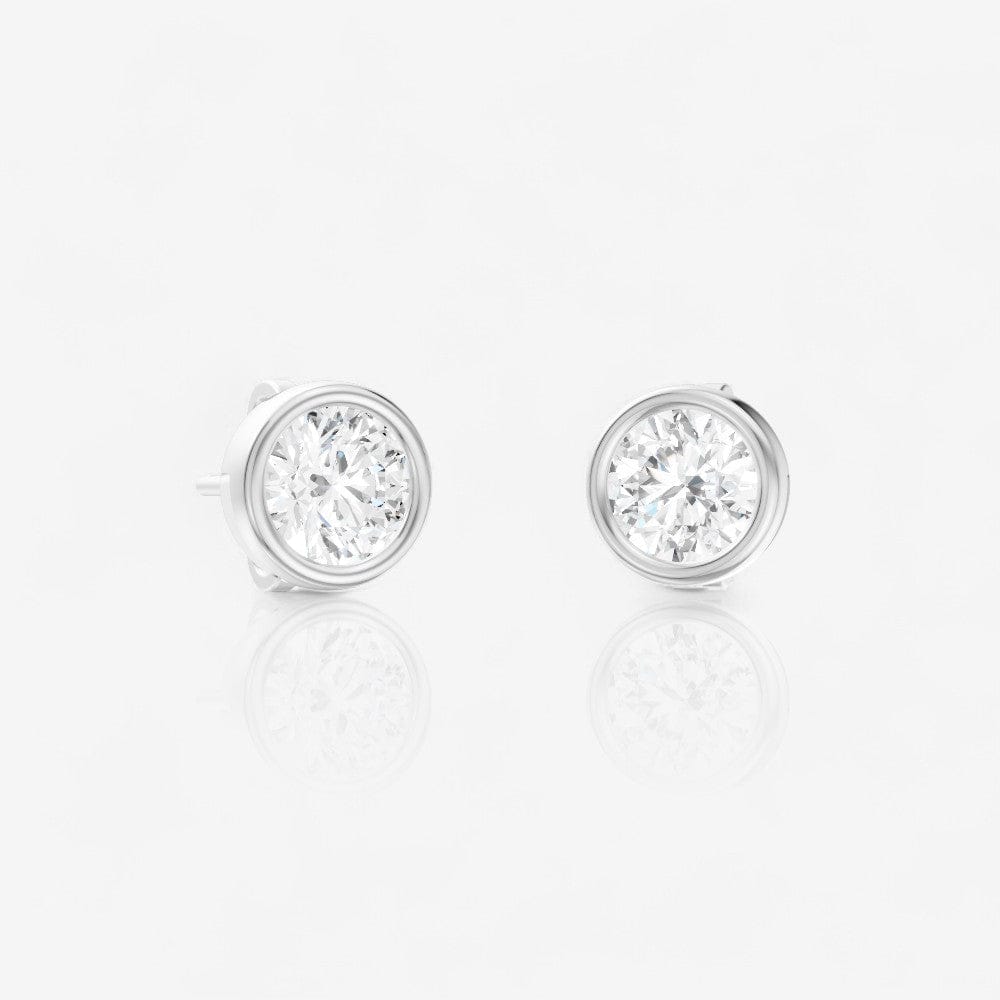Round Lab-Grown Diamond Bezel Set Solitaire Stud Earrings