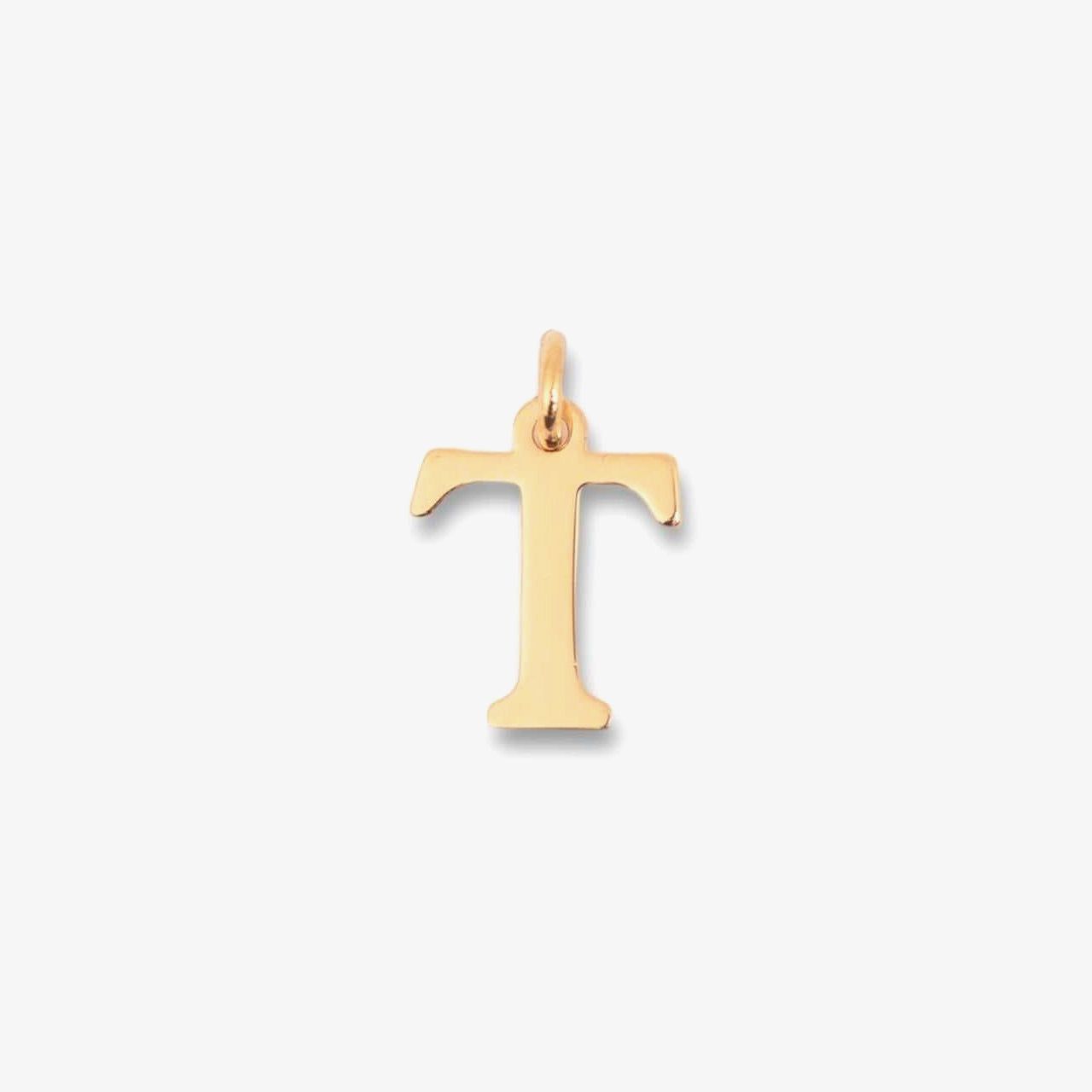 18kt Gold Plated Mini Initial Charm - T