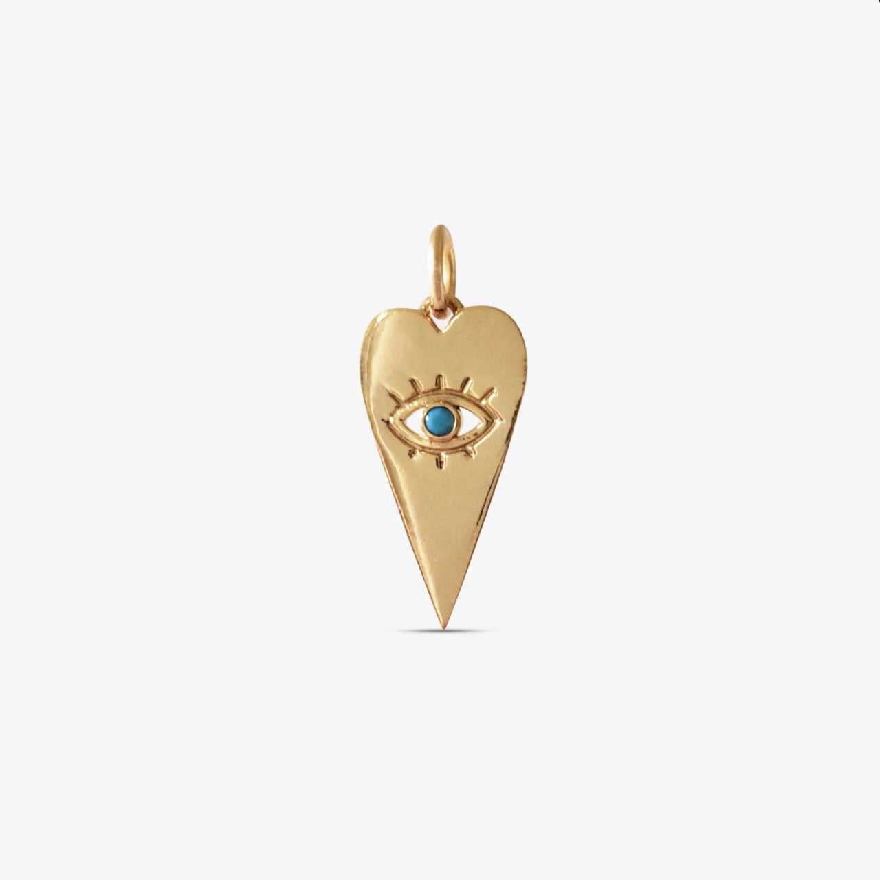 Gold & Turquoise Evil Eye Heart Charm