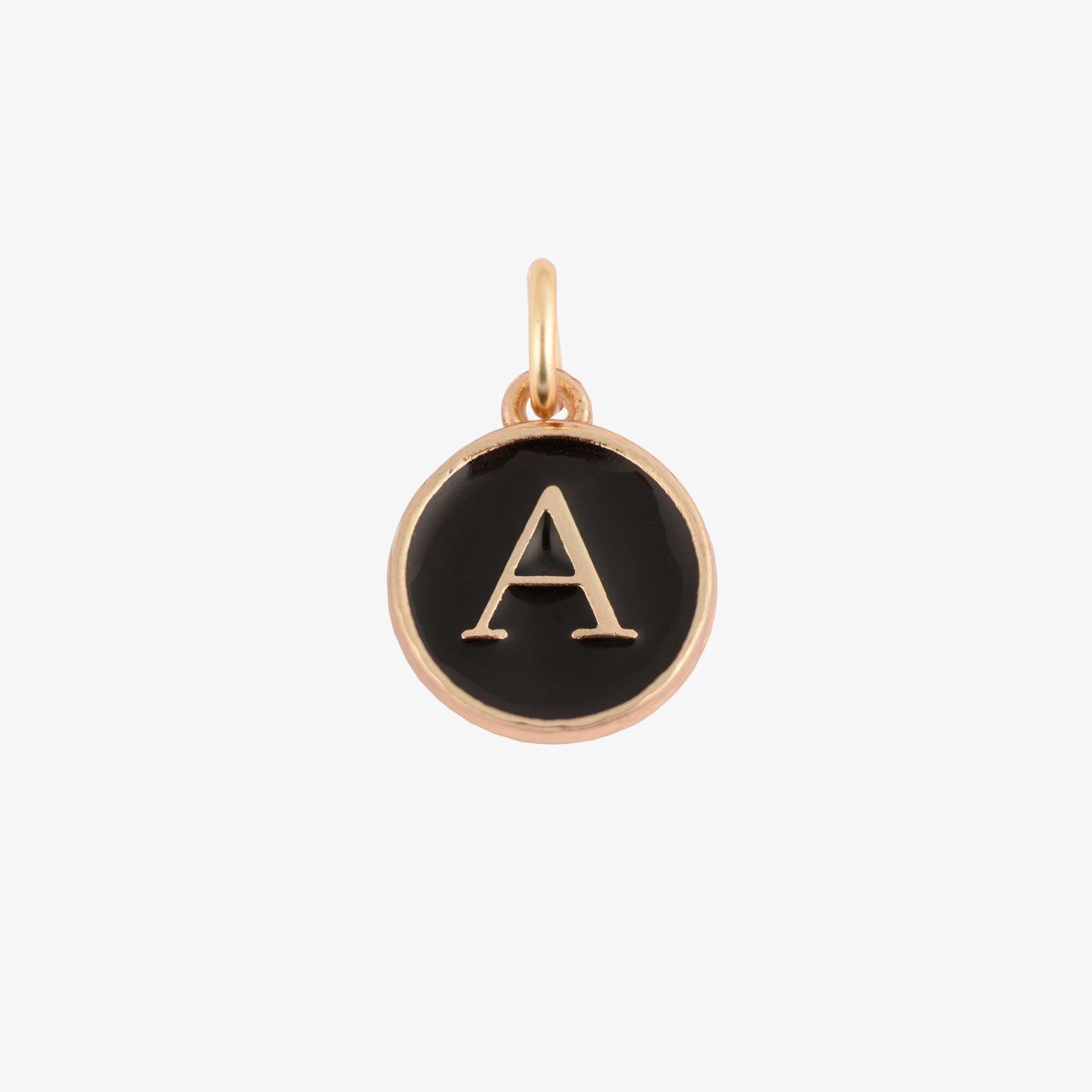 Black Enamel Initial Charm