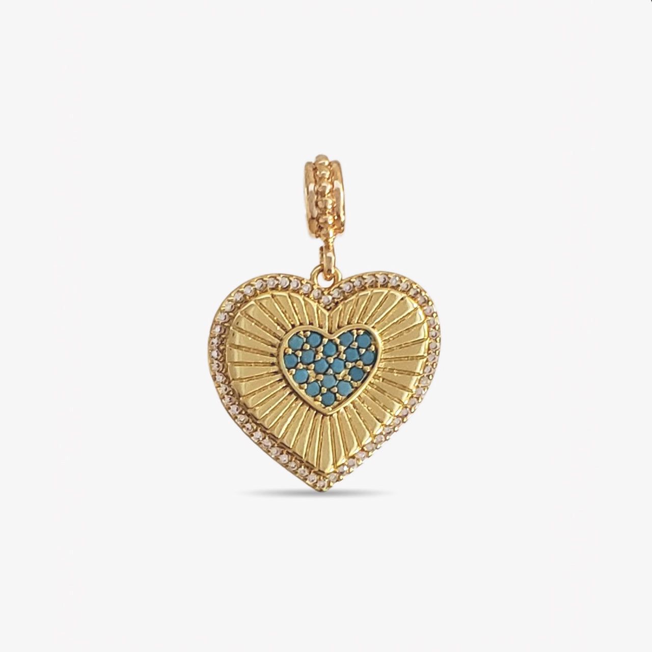 CZ & Turquoise Heart Charm