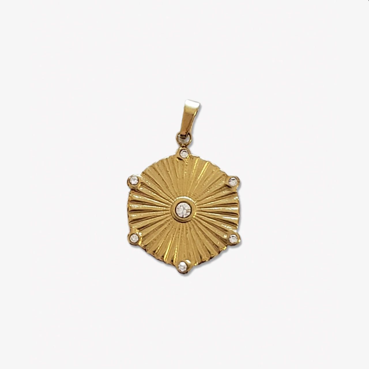 CZ Gold Medallion Charm