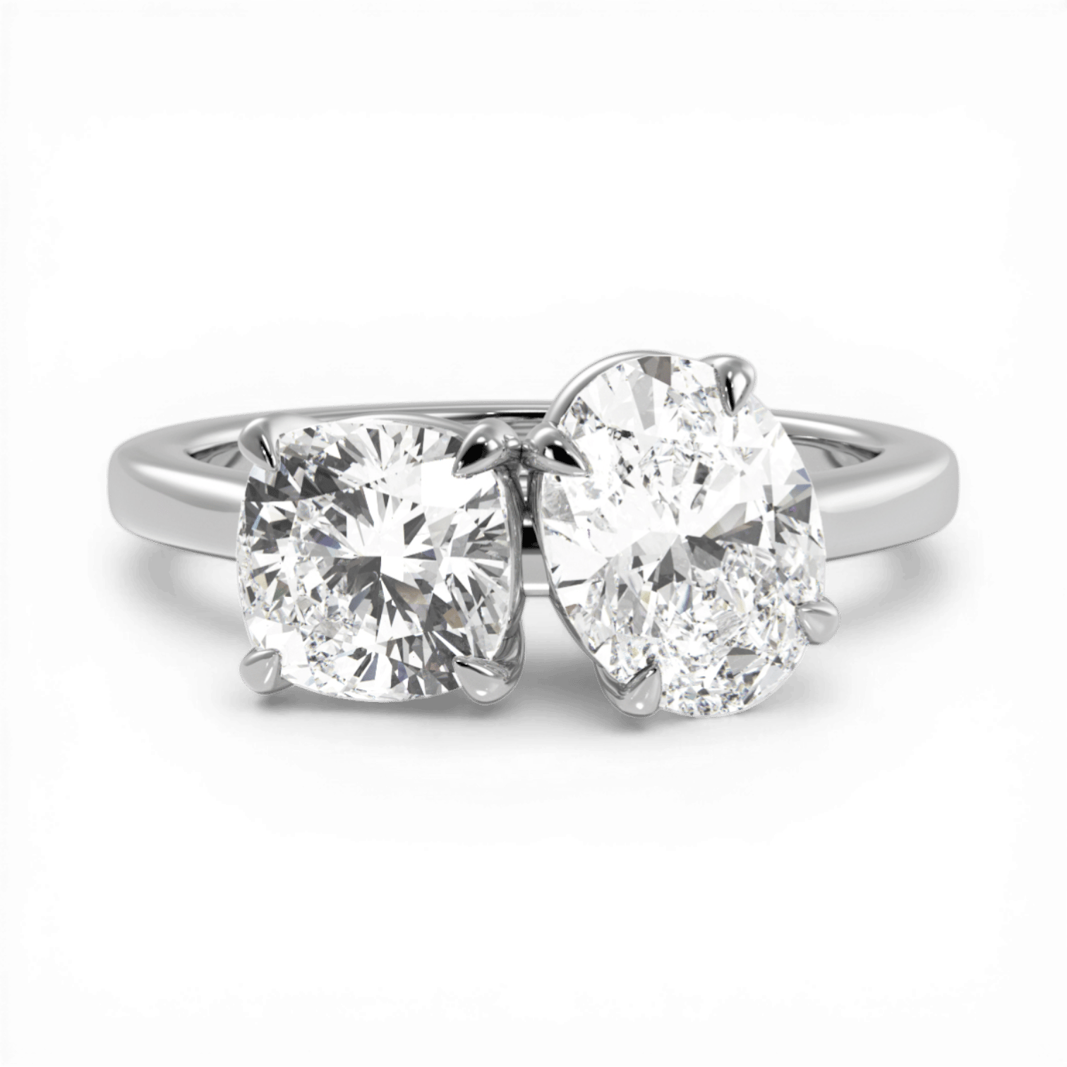 Toi et Moi Personalized Oval & Cushion Cut Platinum Diamond Engagement Ring