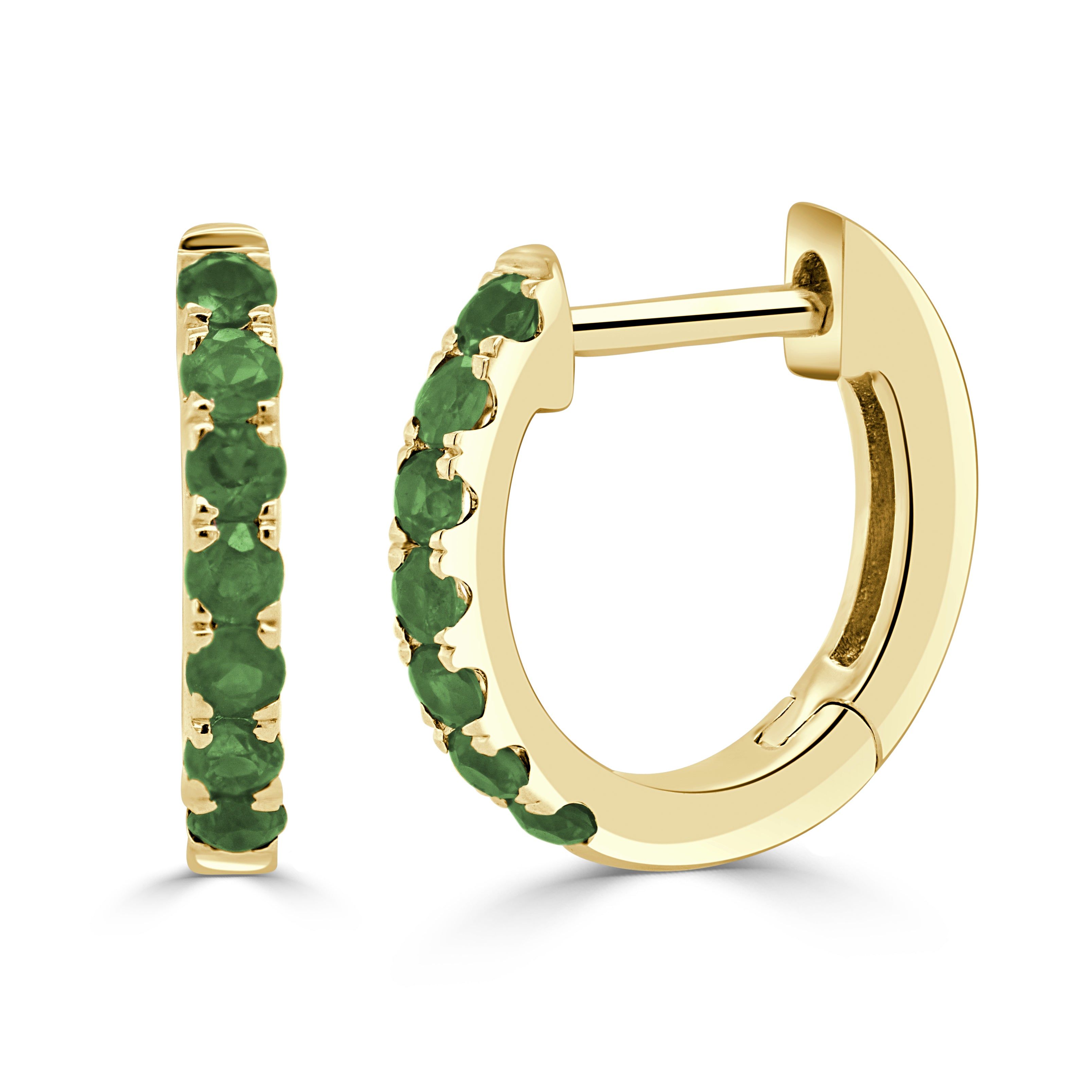 14kt Gold 0.22 CTW Emerald Huggie Earrings