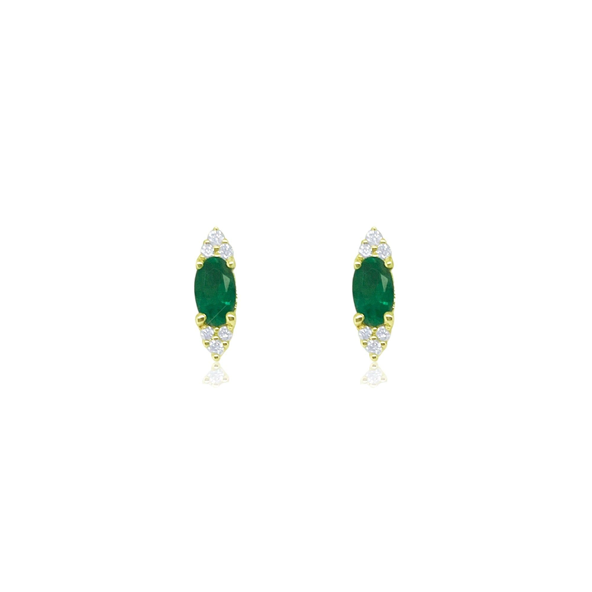 Meira T 14kt Gold 0.56 CTW Emerald and Diamond Studs