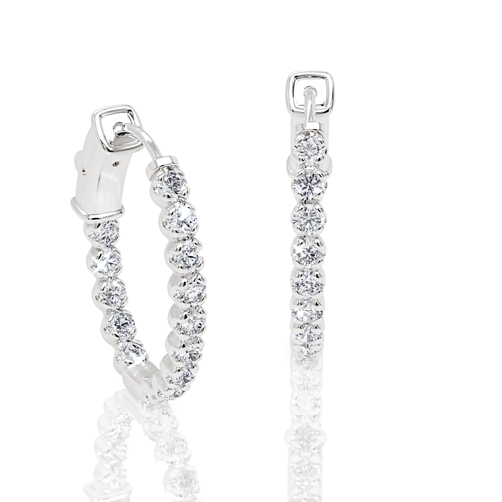 Oval-Shaped Diamond Eternity Hoop Earrings, 1.0 Inch