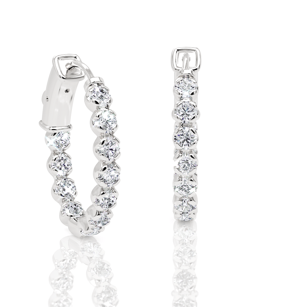 Oval-Shaped Diamond Eternity Hoop Earrings, 1.0 Inch