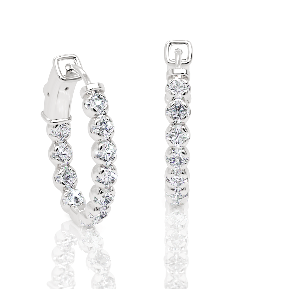 Oval-Shaped Lab Diamond Eternity Hoop Earrings, 1.0 Inch