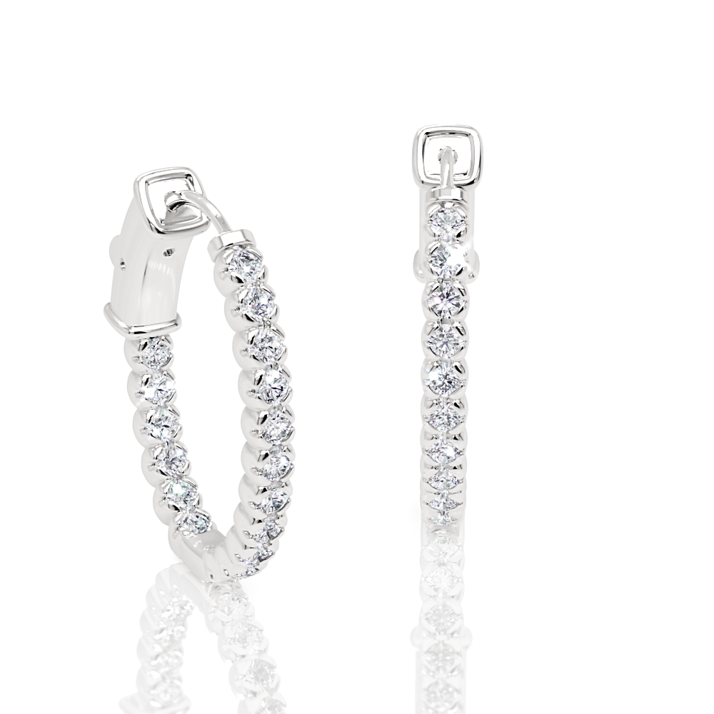 Oval-Shaped Lab Diamond Eternity Hoop Earrings, 1.0 Inch