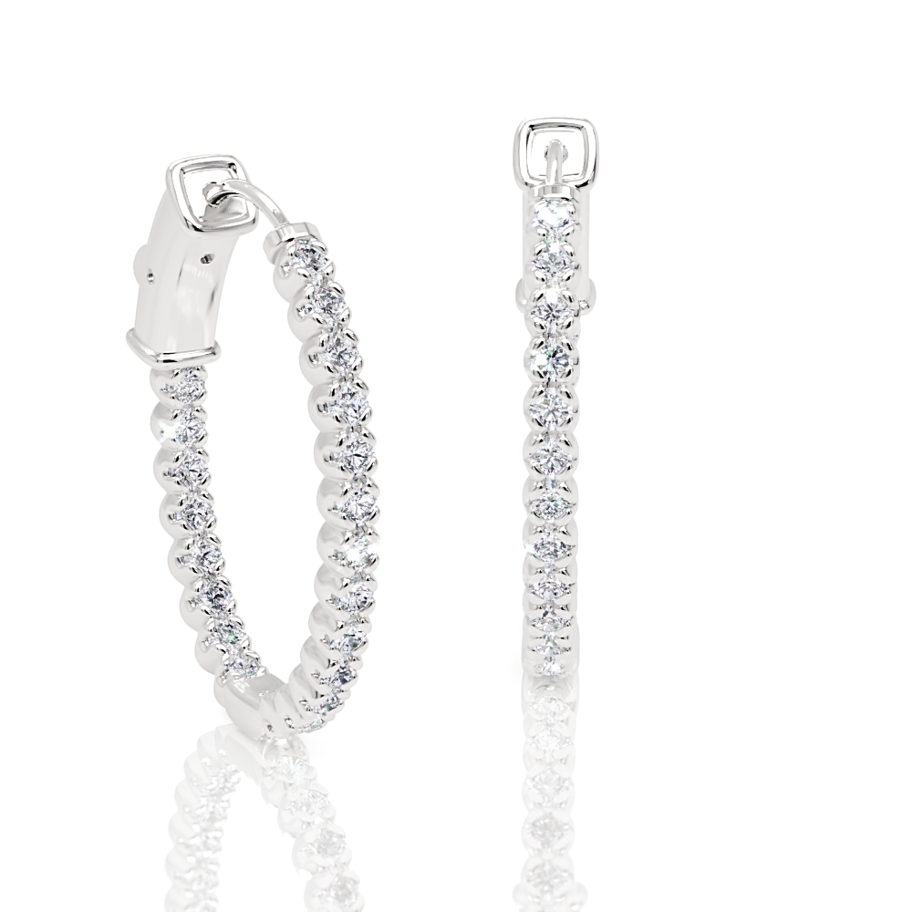 Oval-Shaped Lab Diamond Eternity Hoop Earrings, 1.0 Inch