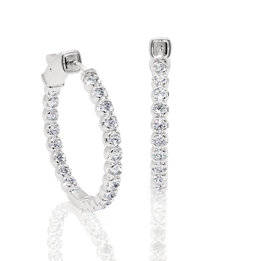 Lab Diamond Eternity Hoop Earrings, 1.00 Inch