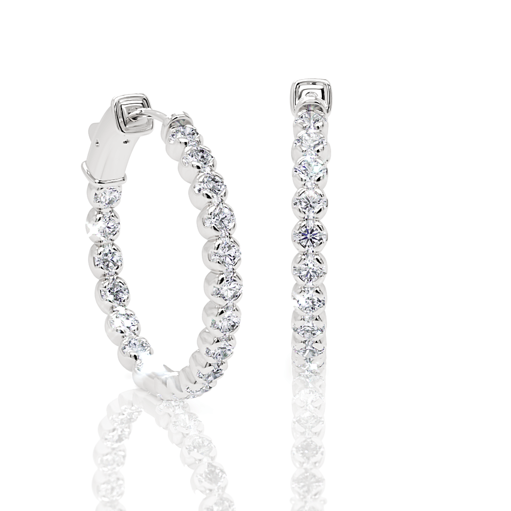 Lab Diamond Eternity Hoop Earrings, 1.00 Inch