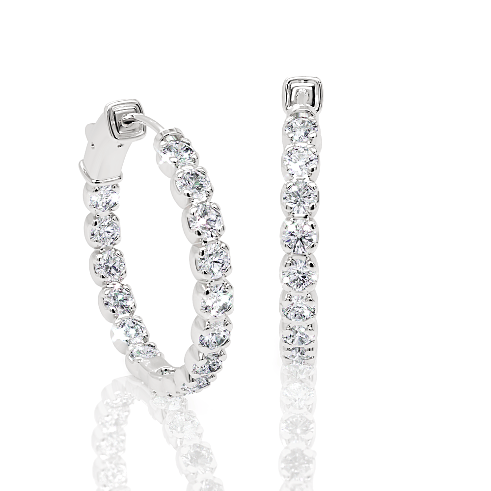 Lab Diamond Eternity Hoop Earrings, 1.00 Inch