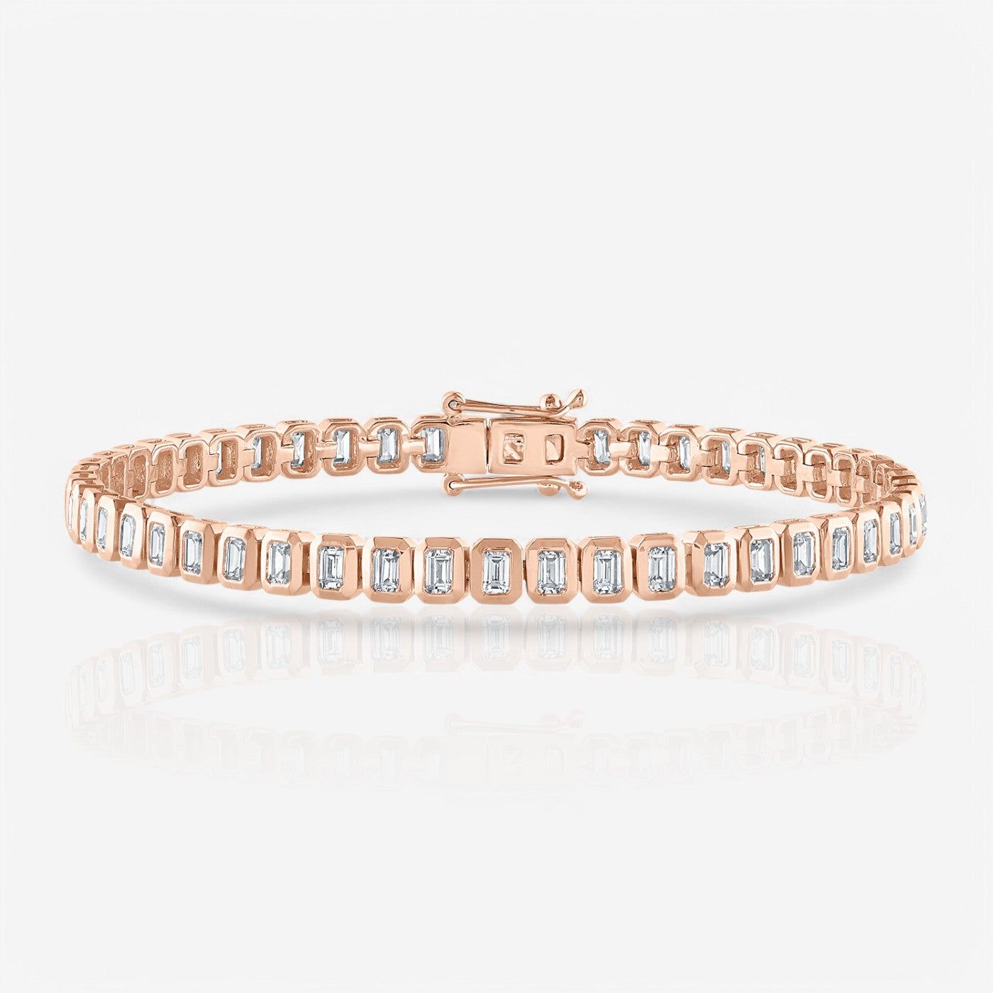 Lab Grown Emerald Bezel-Set Diamond Tennis Bracelet