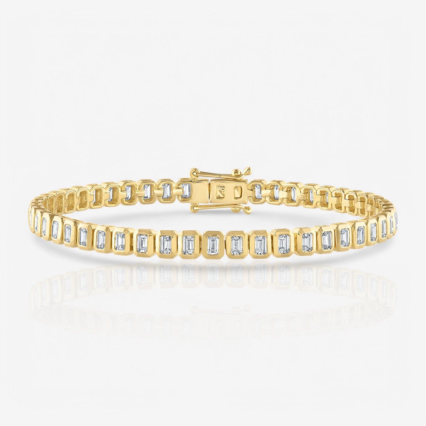 Lab Grown Emerald Bezel-Set Diamond Tennis Bracelet