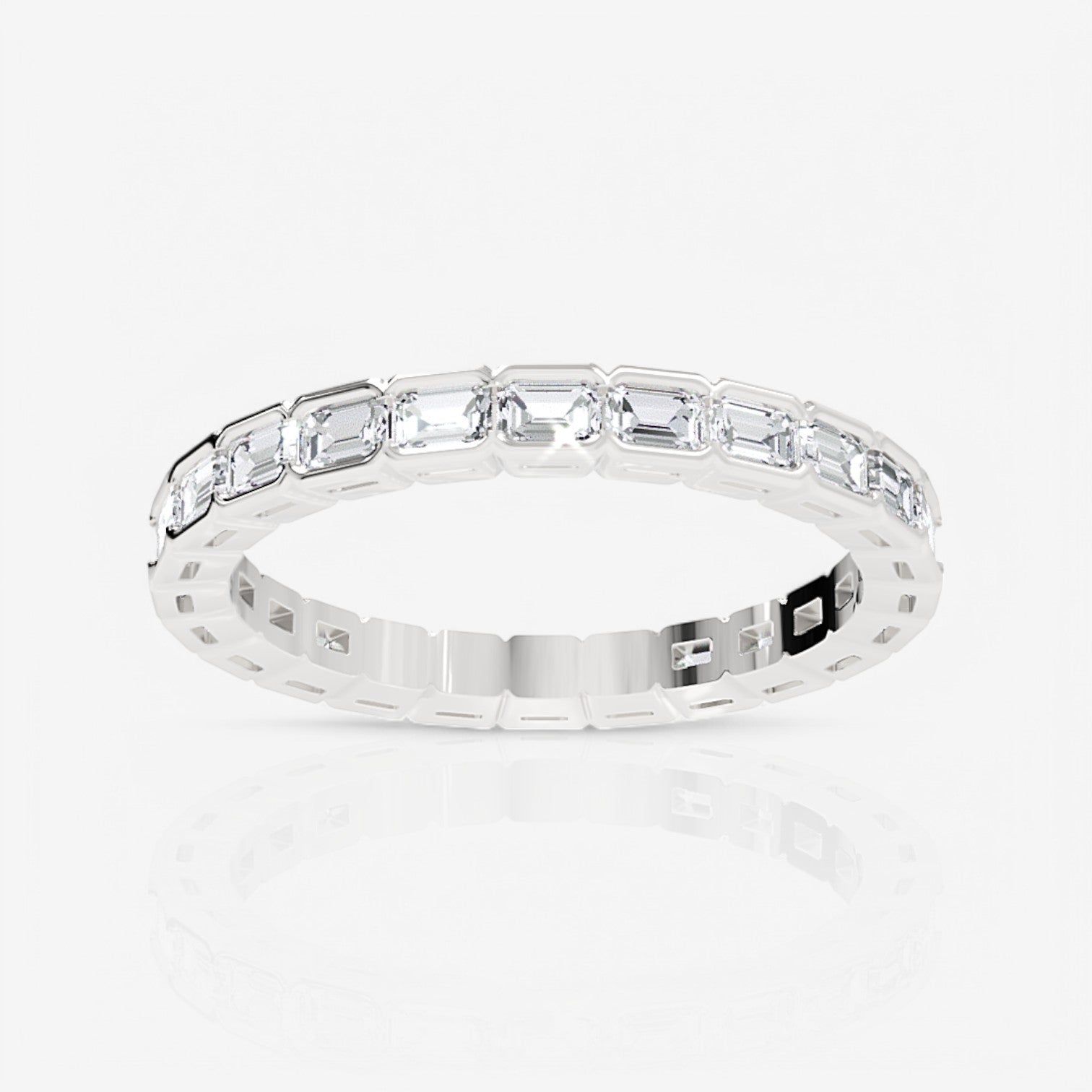 East-West Half Bezel Emerald Lab Diamond Eternity Band