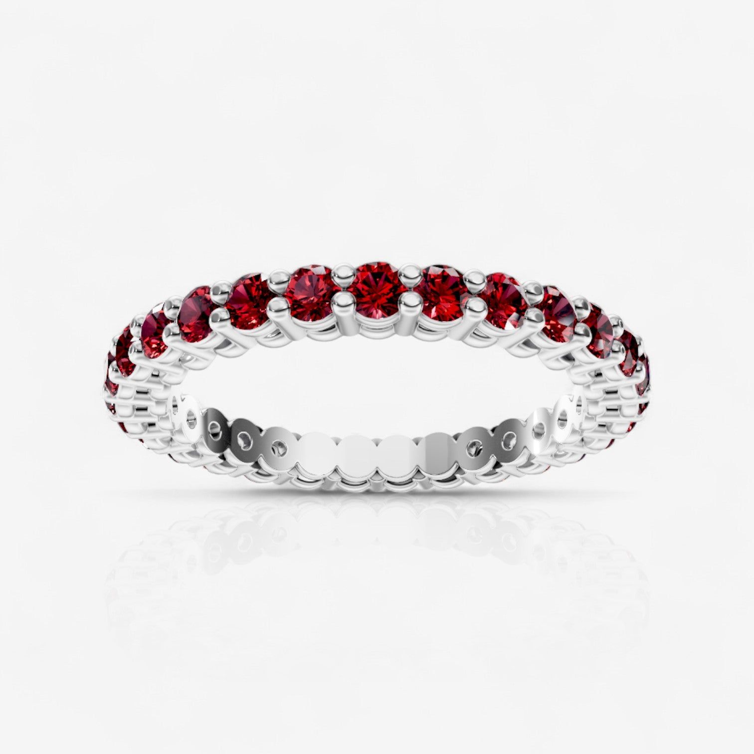Round Shared Prong Ruby Eternity Band