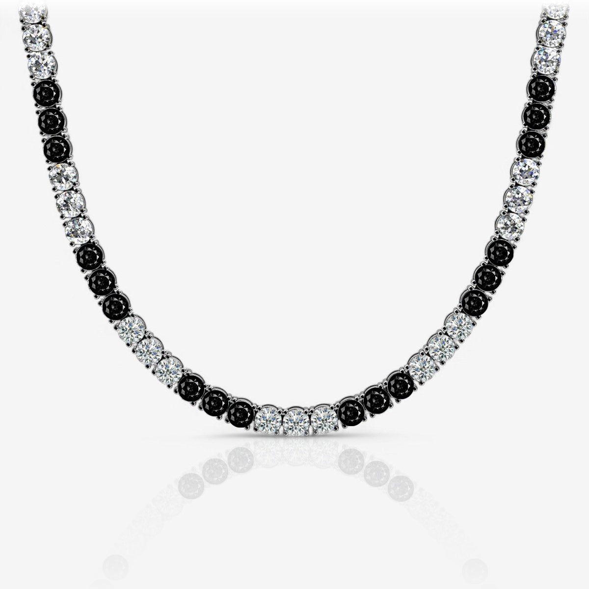 Alternating Black & White Lab Diamond Tennis Necklace
