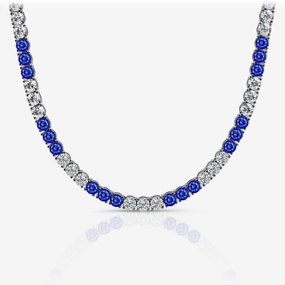 Alternating Sapphire & Lab Diamond Tennis Necklace
