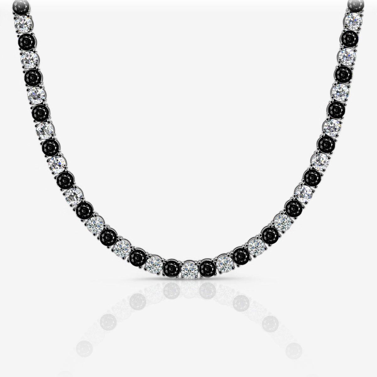 Alternating Black & White Lab Diamond Tennis Necklace