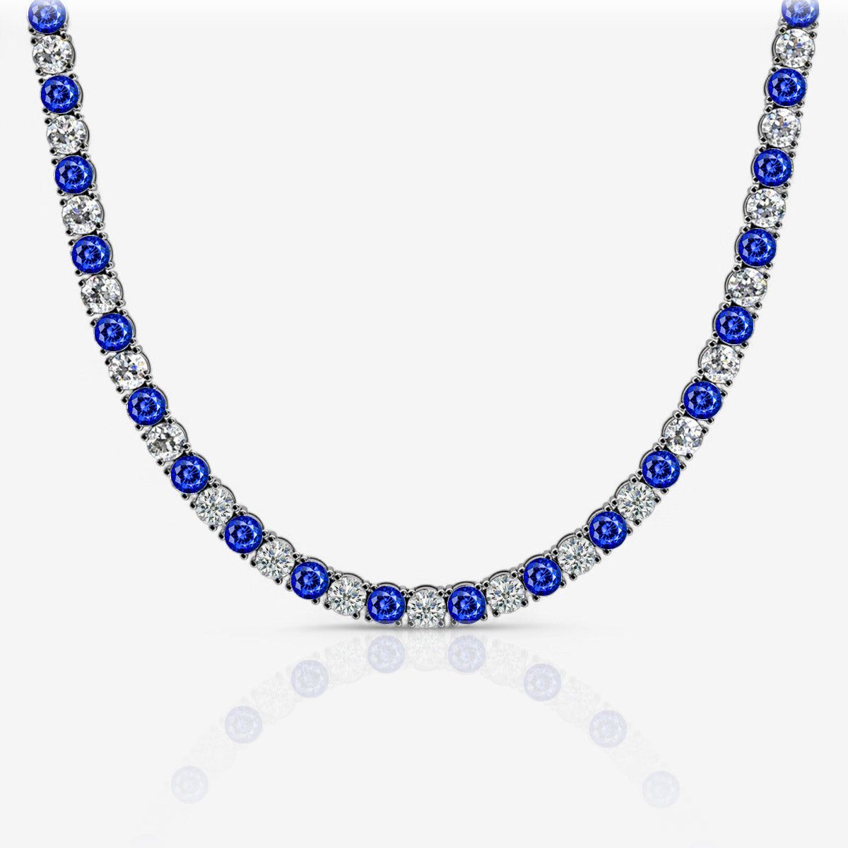 Alternating Sapphire & Lab Diamond Tennis Necklace