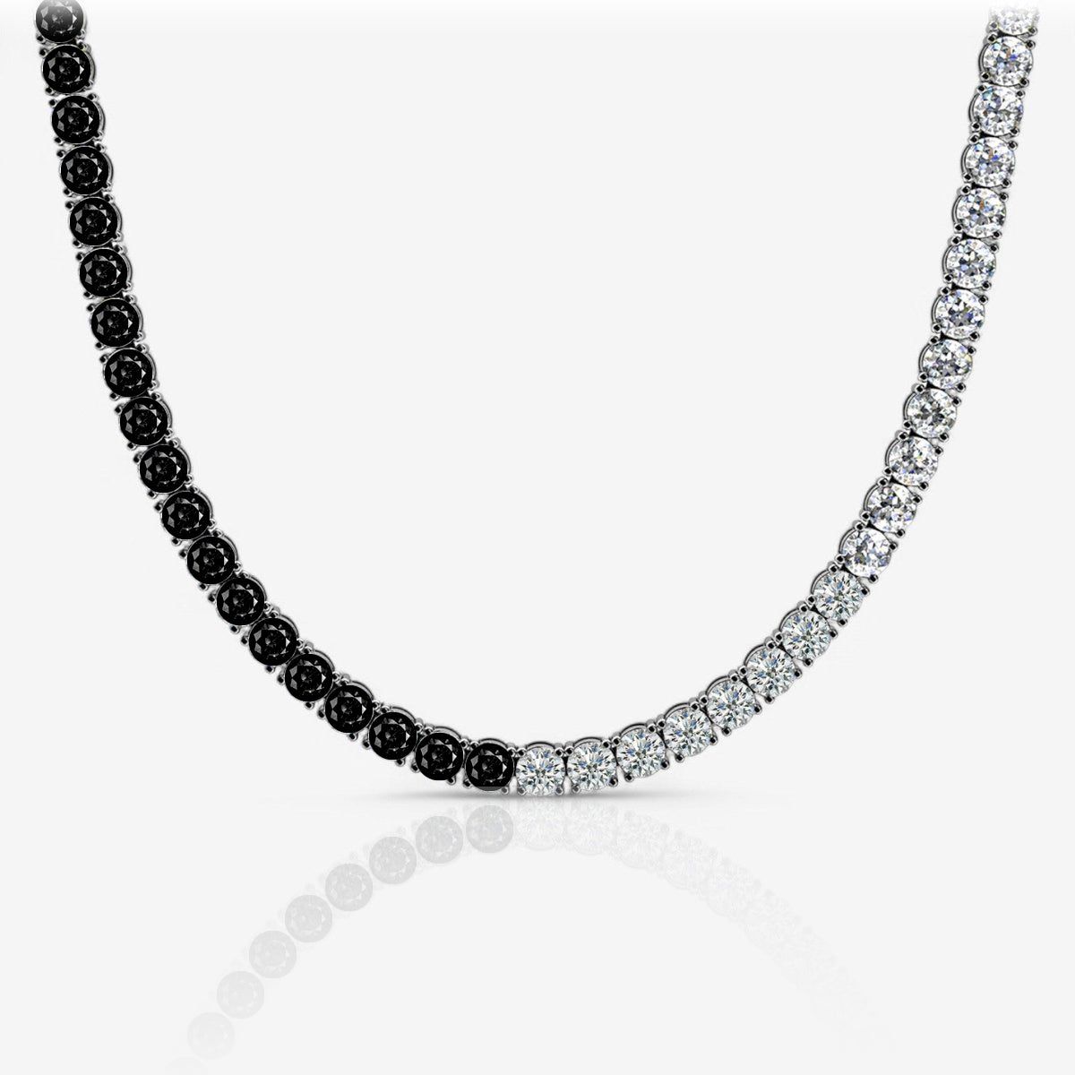 Half & Half Black & White Lab Diamond Tennis Necklace
