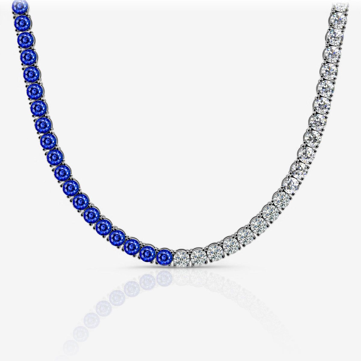 Half & Half Sapphire & Lab Diamond Tennis Necklace