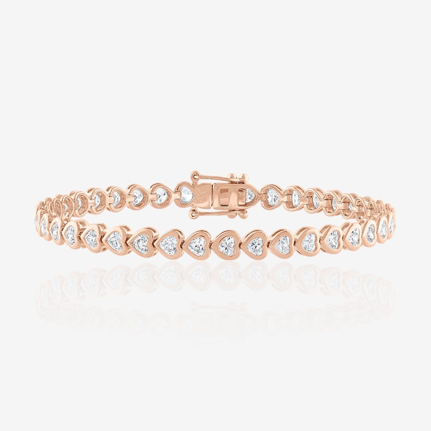 Lab Grown Heart Cut Bezel-Set Diamond Tennis Bracelet
