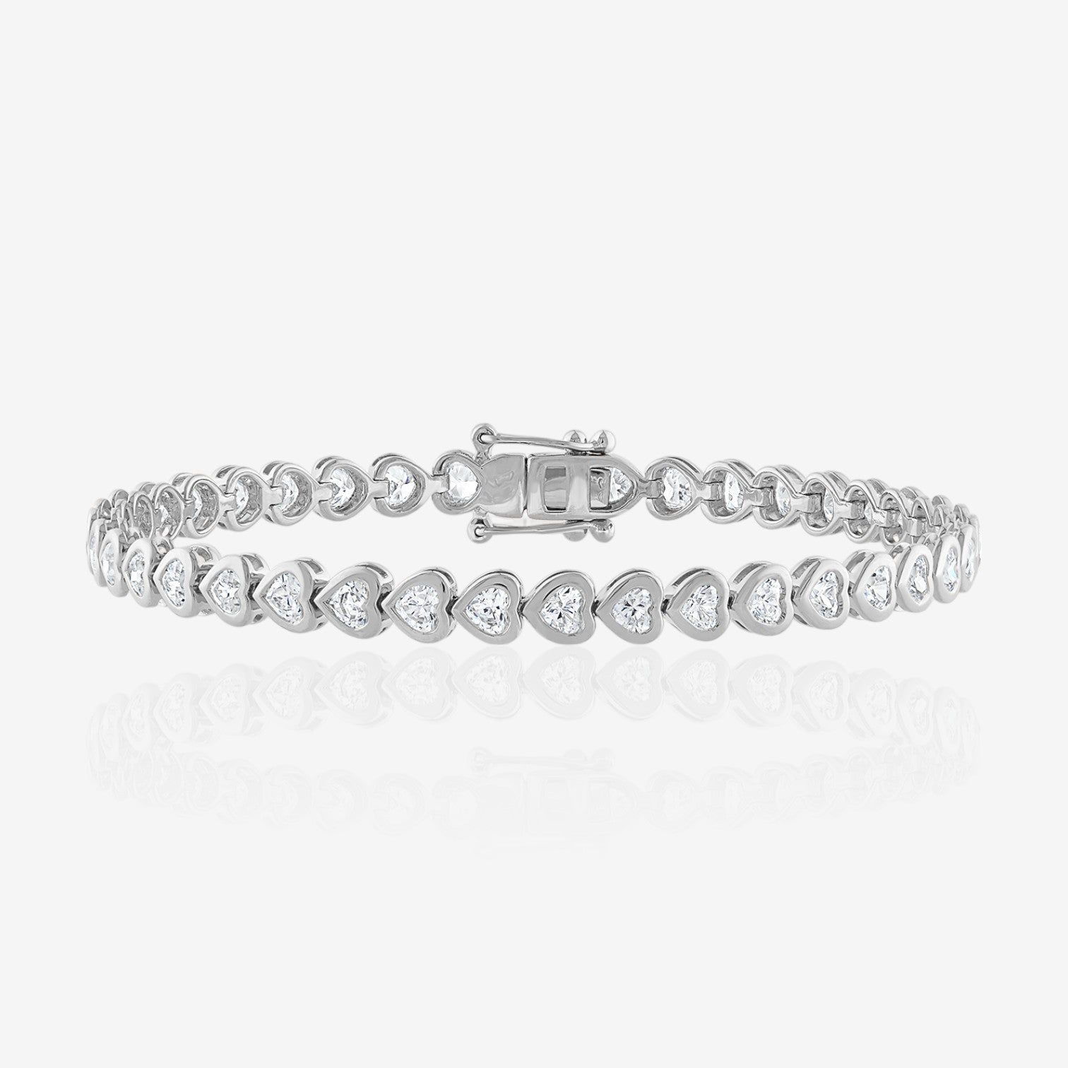 Lab Grown Heart Cut Bezel-Set Diamond Tennis Bracelet