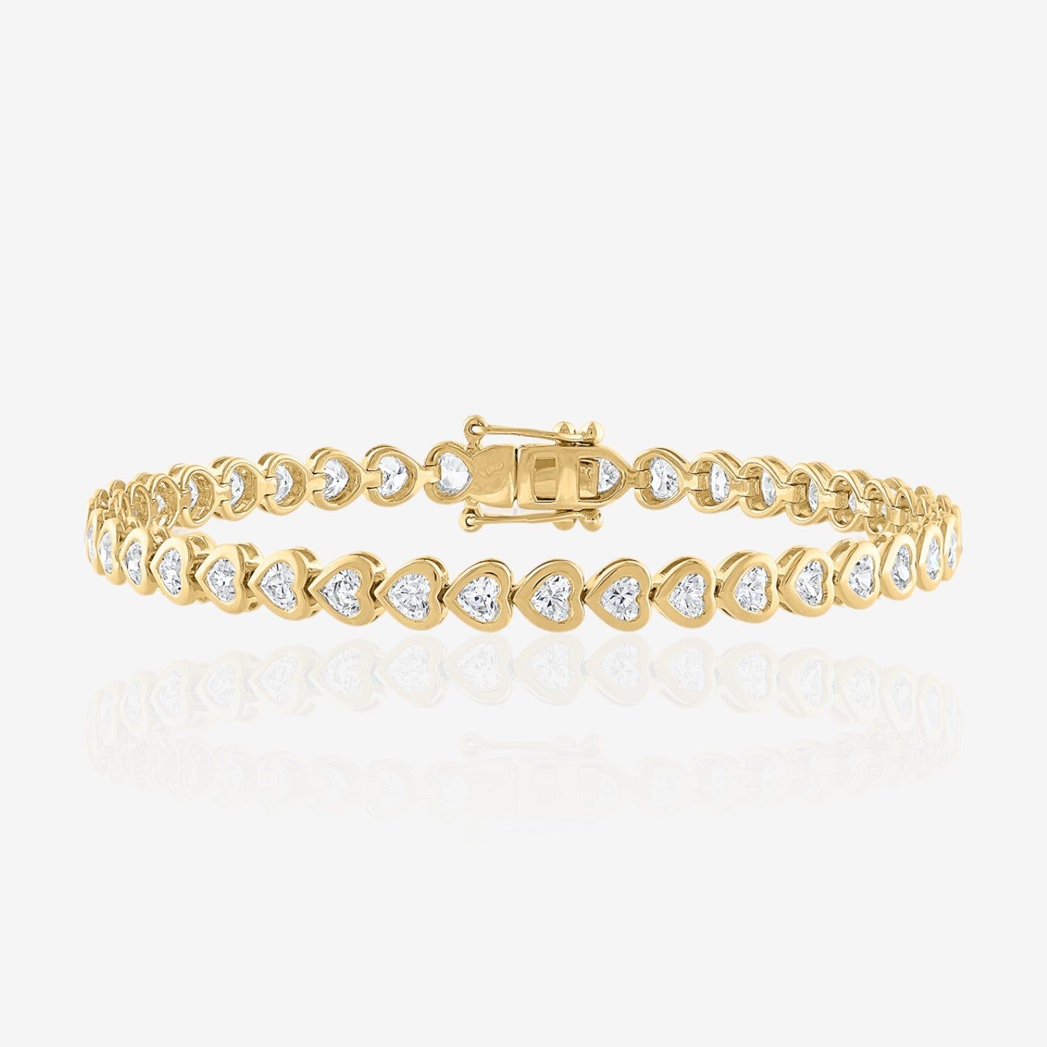 Lab Grown Heart Cut Bezel-Set Diamond Tennis Bracelet
