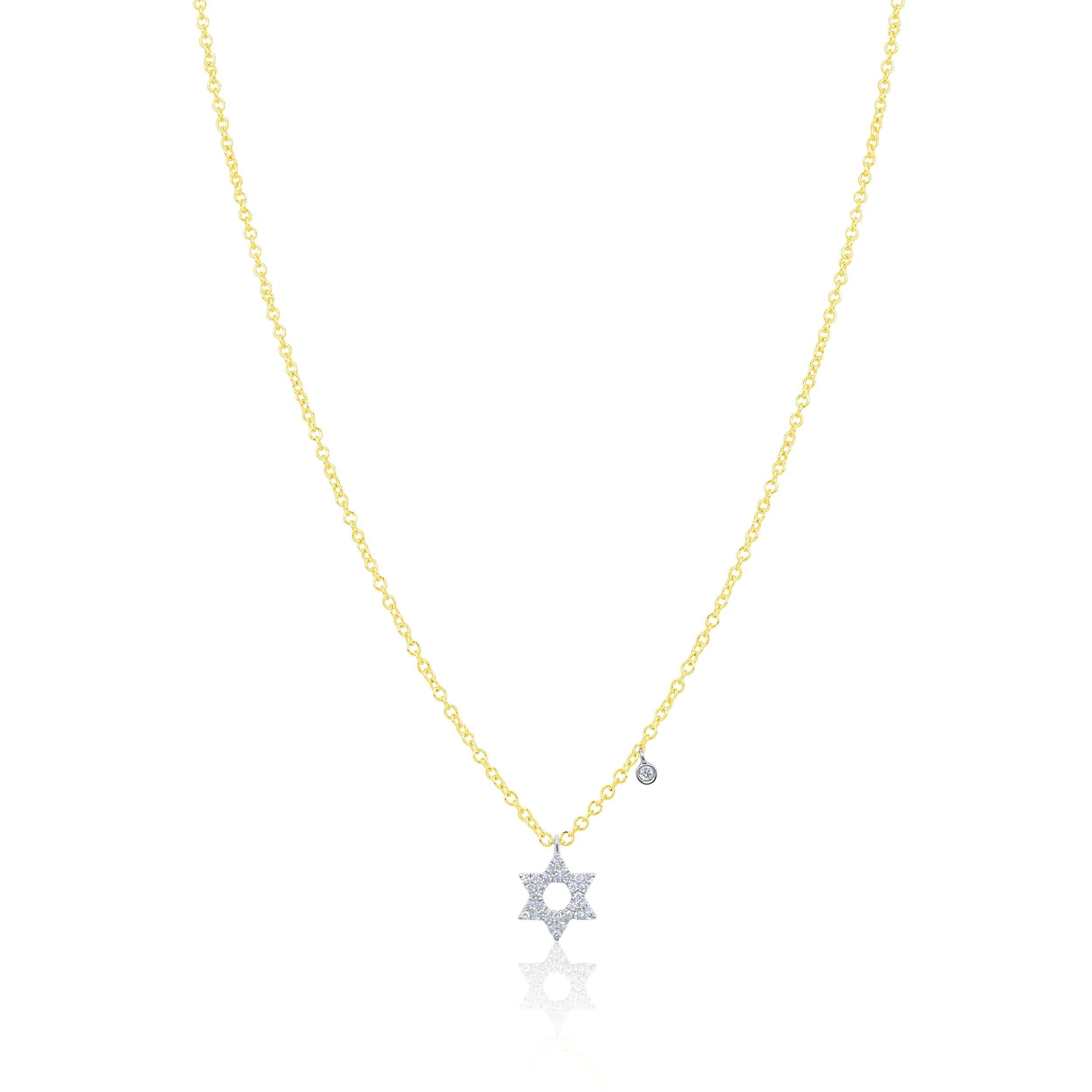 Meira T 14kt Gold 0.07 CTW Dainty Jewish Star Necklace