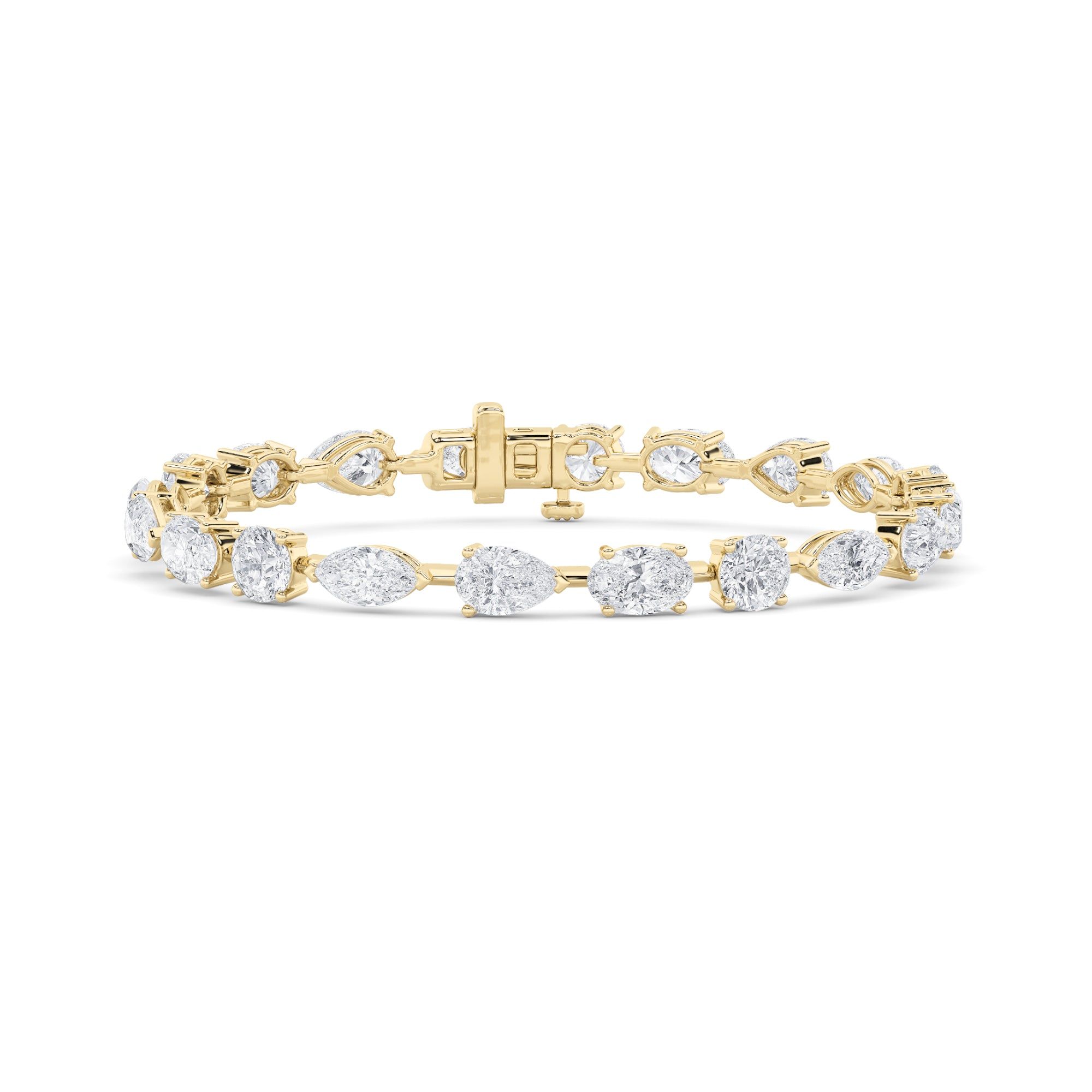 IGI Certified 5.00 CTW FVS Multi Shape Lab Grown Diamond Tennis Bracelet in 14kt Yellow Gold