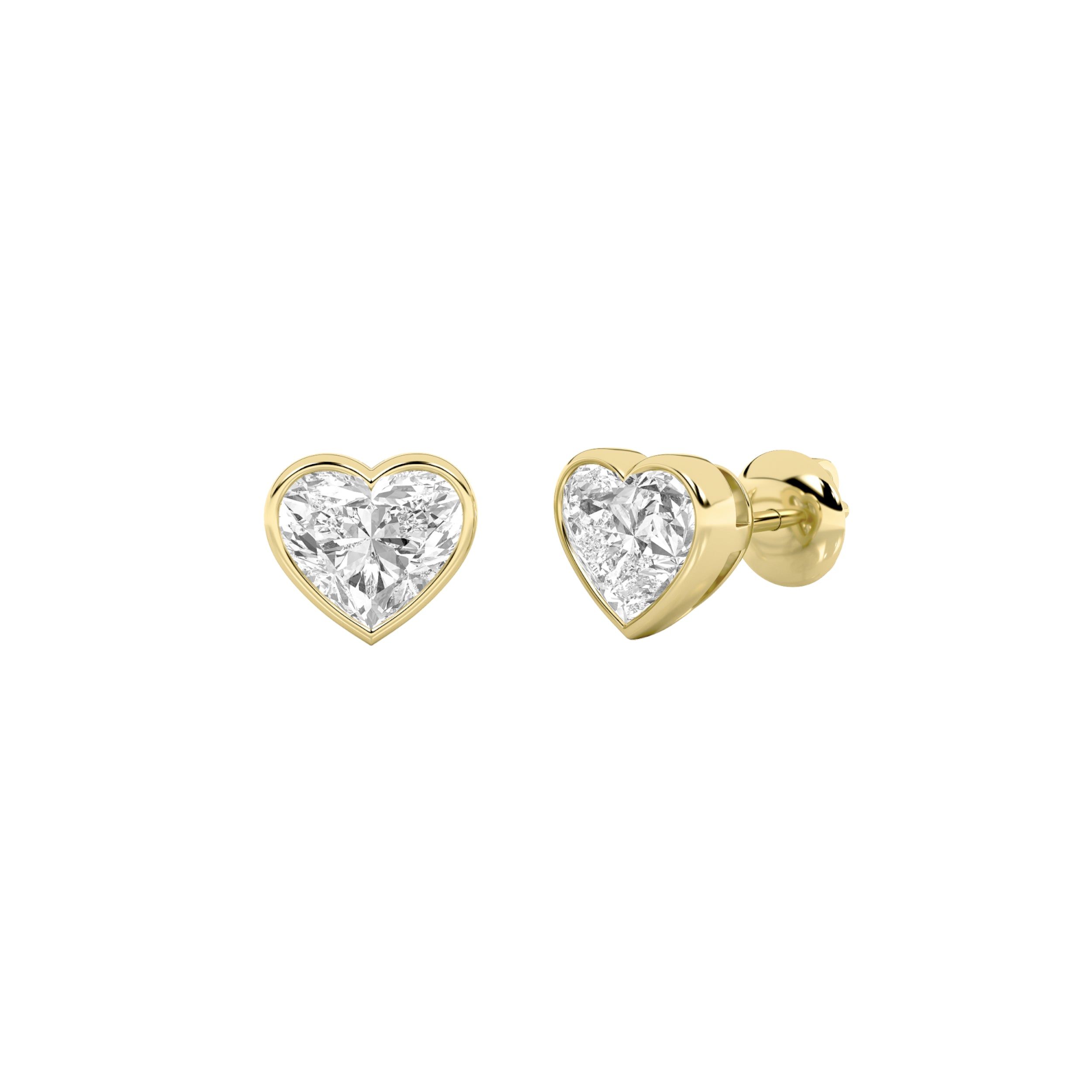IGI Certified 2.00 CTW FVS Heart Shaped Lab-Grown Diamond Stud Earrings in 14K Yellow Gold