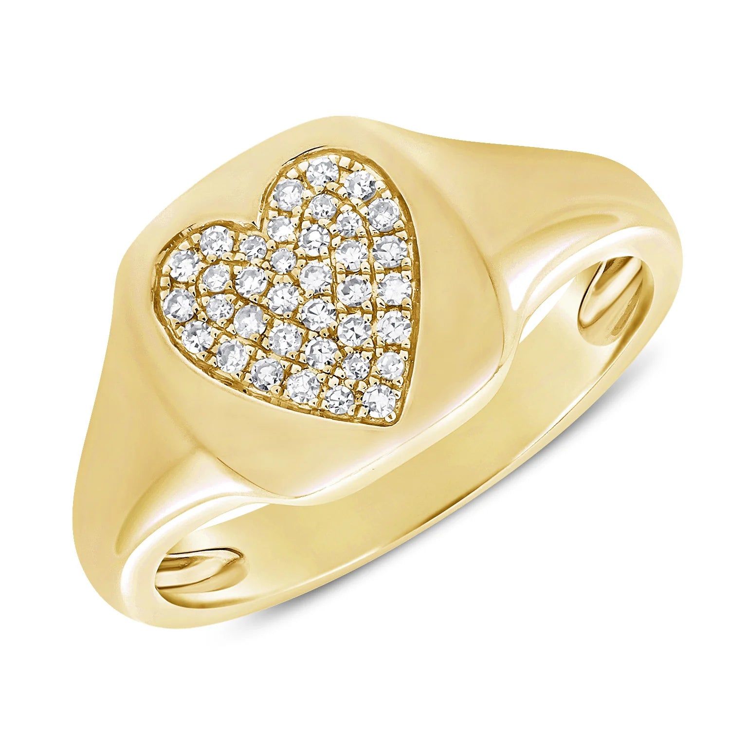 14kt Gold 0.09 CTW Diamond Heart Signet Ring