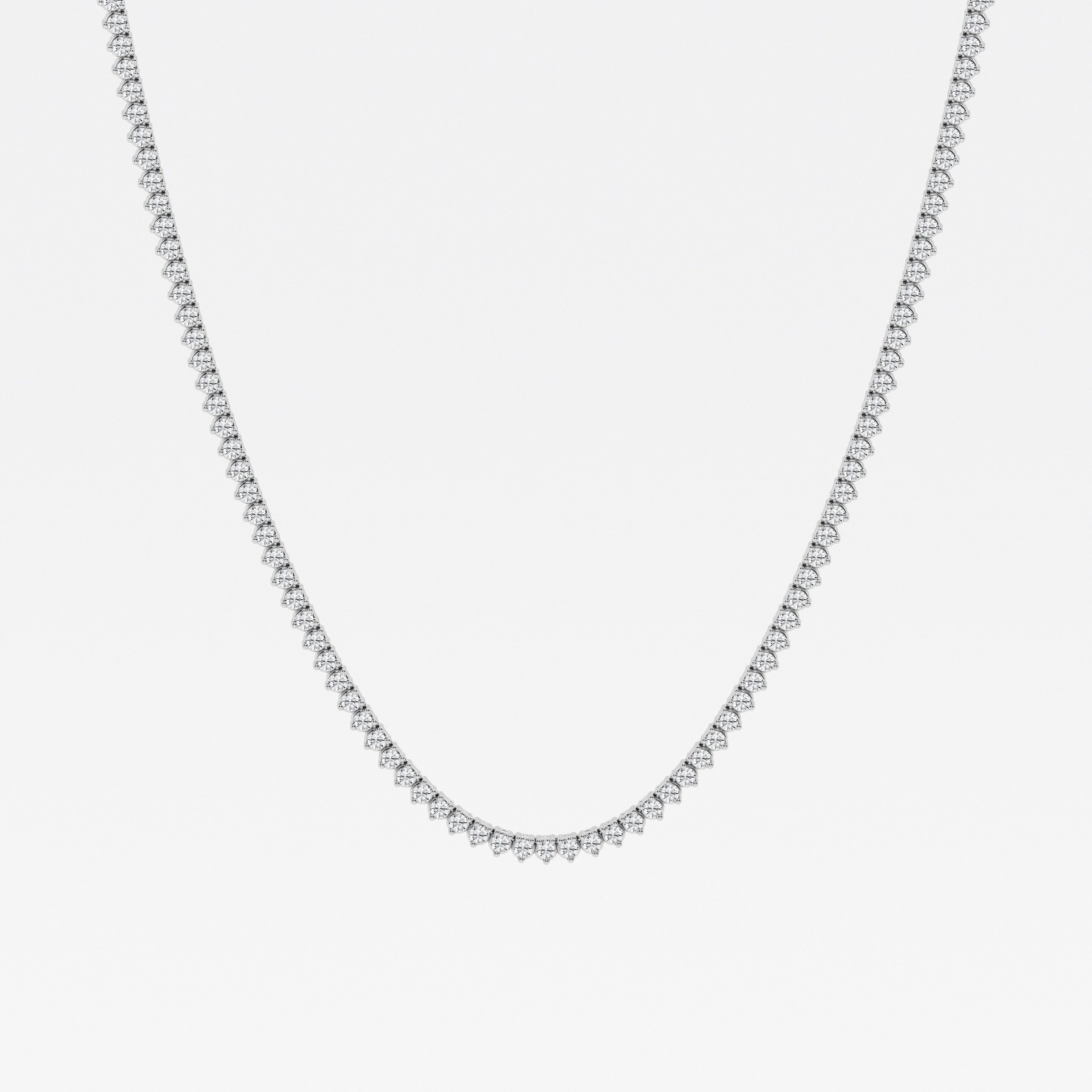 Round Three Prong Lab Diamond Tennis Necklace