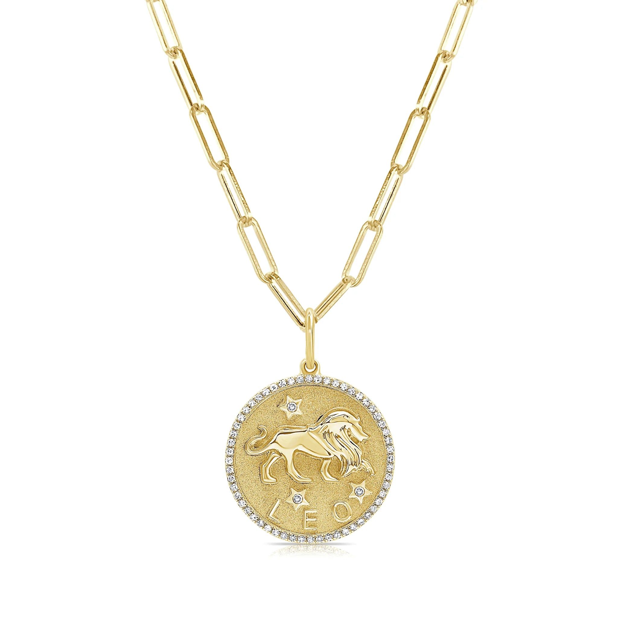 14kt Gold Diamond Zodiac Charm Necklace