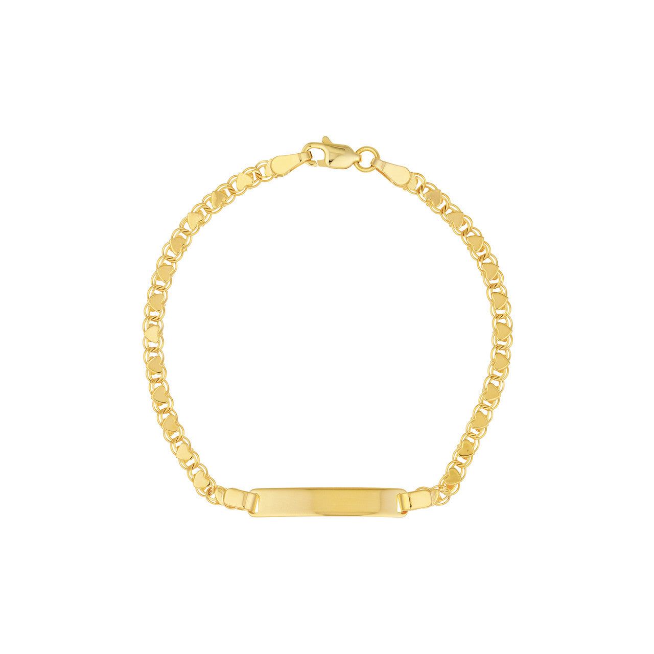 14kt Gold Kid's ID Bracelet on Heart Mirror Rope Chain