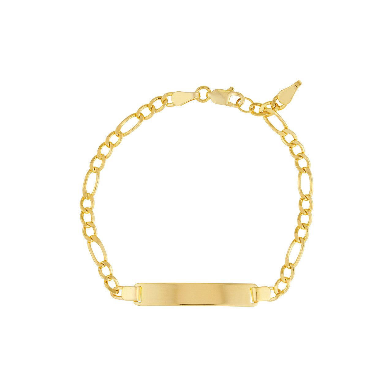 14kt Gold Kid's Initial ID Bracelet on Figaro Chain