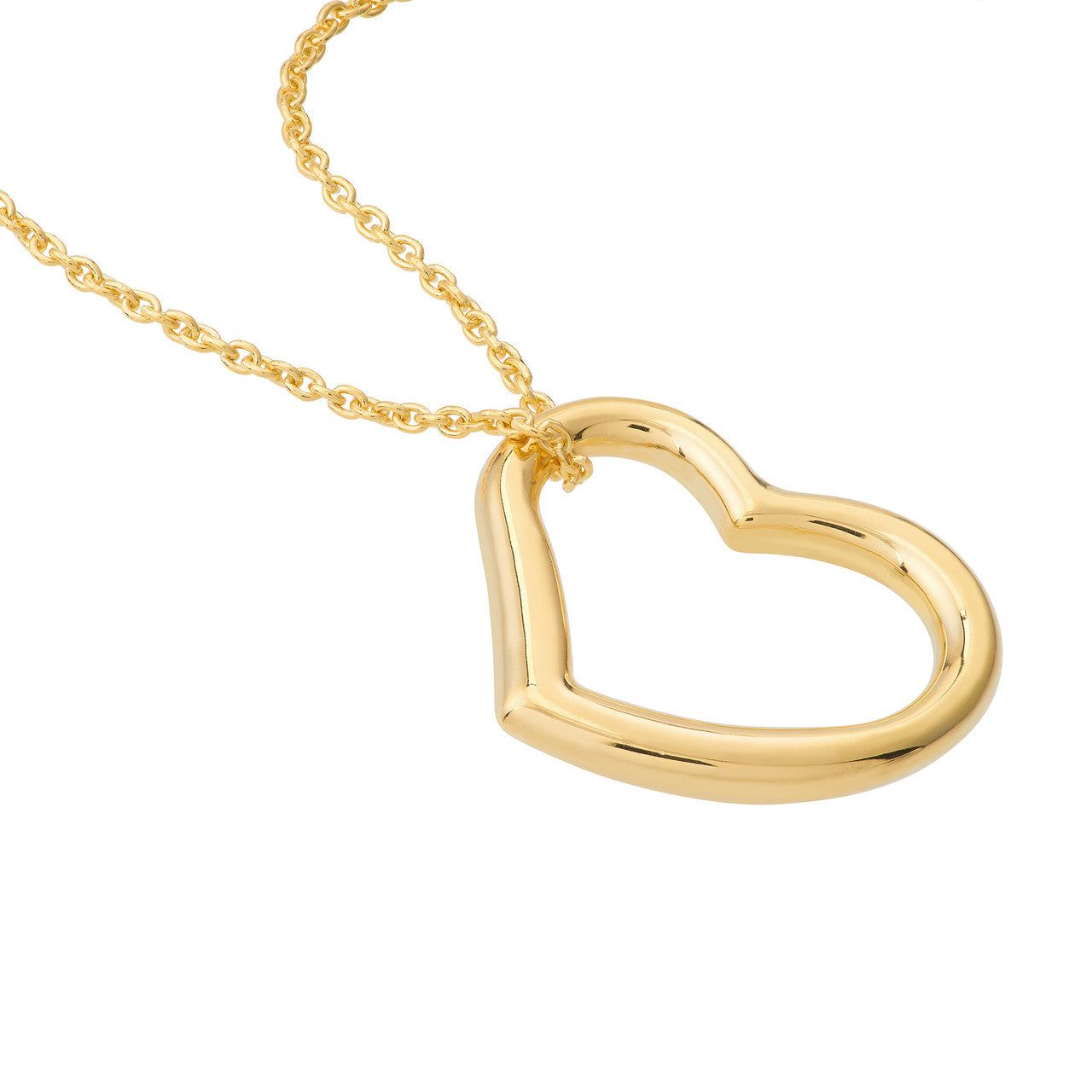 14kt Gold Open Heart Pendant Adjustable Necklace