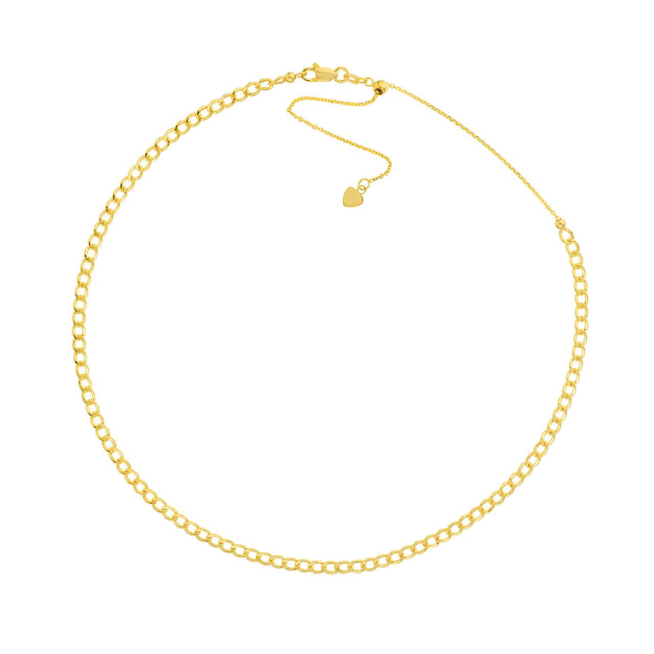 14kt Gold Hollow Cuban Curb Chain Adjustable Choker