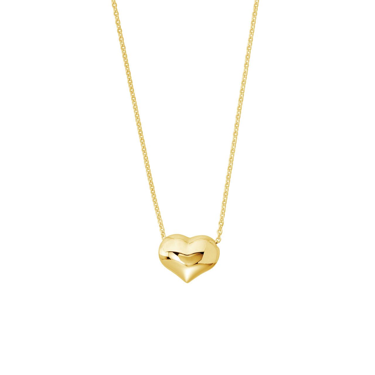 14kt Gold Puffy Heart Adjustable Necklace