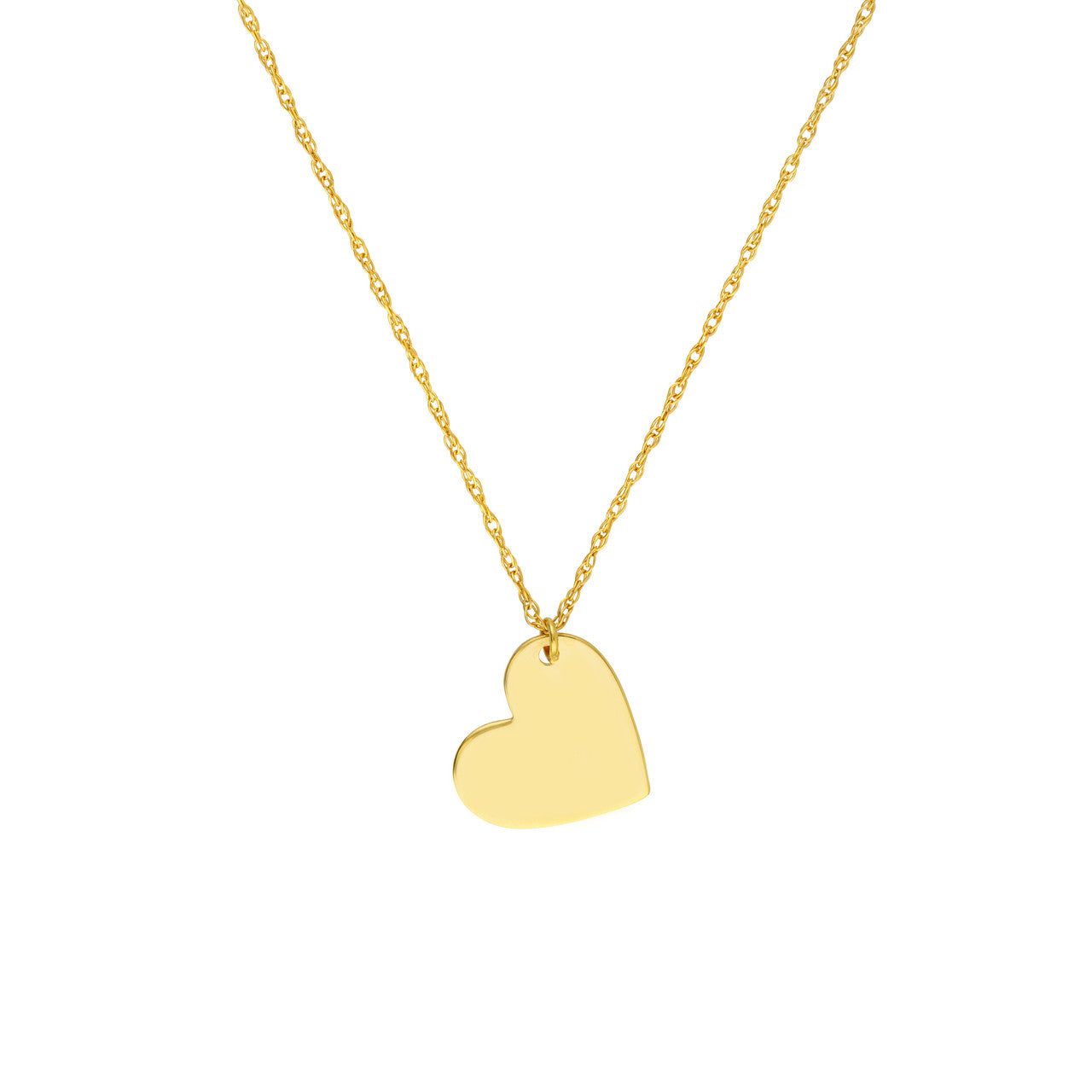 14kt Gold Flat Engravable Heart Necklace