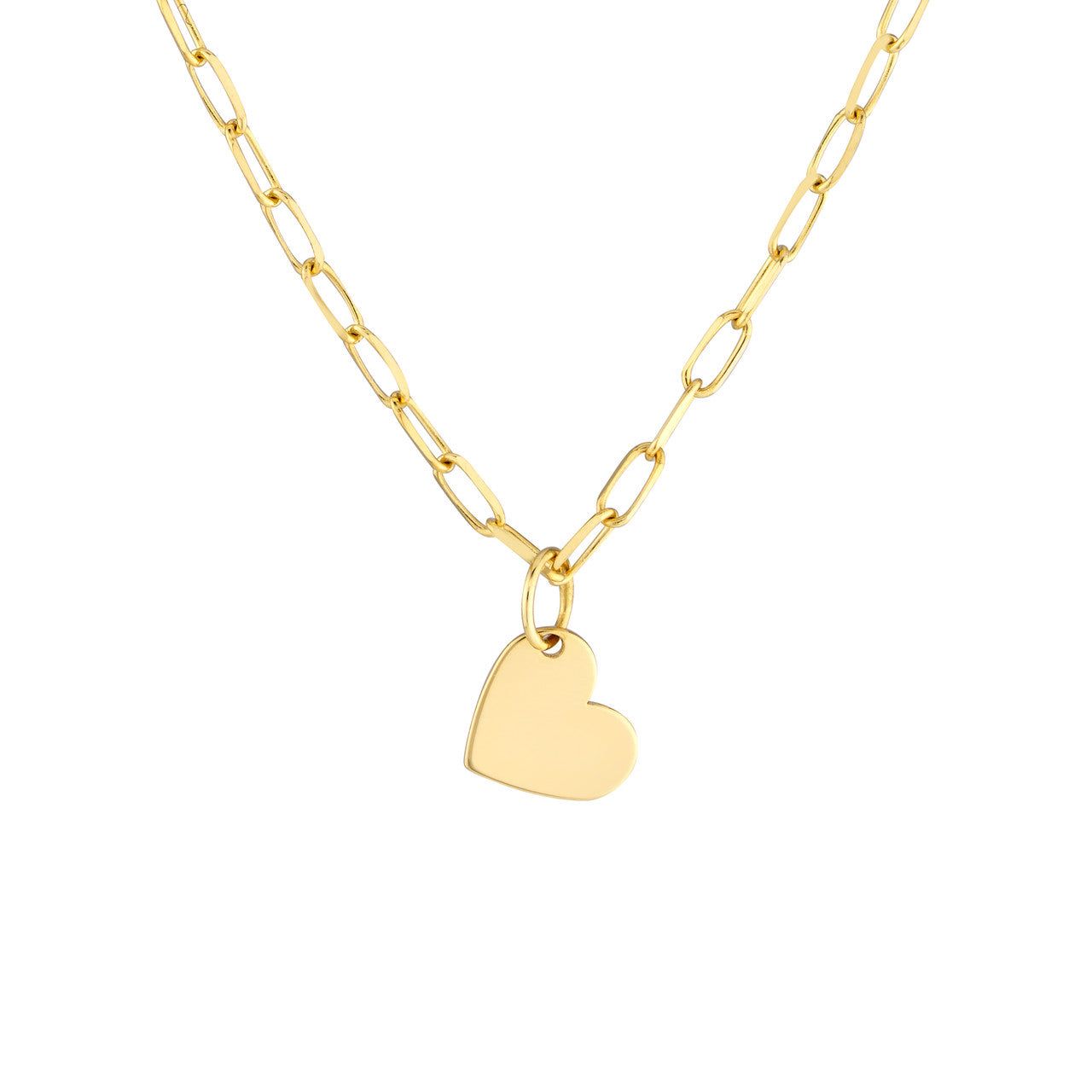 14kt Gold Dangle Heart Paper Clip Necklace