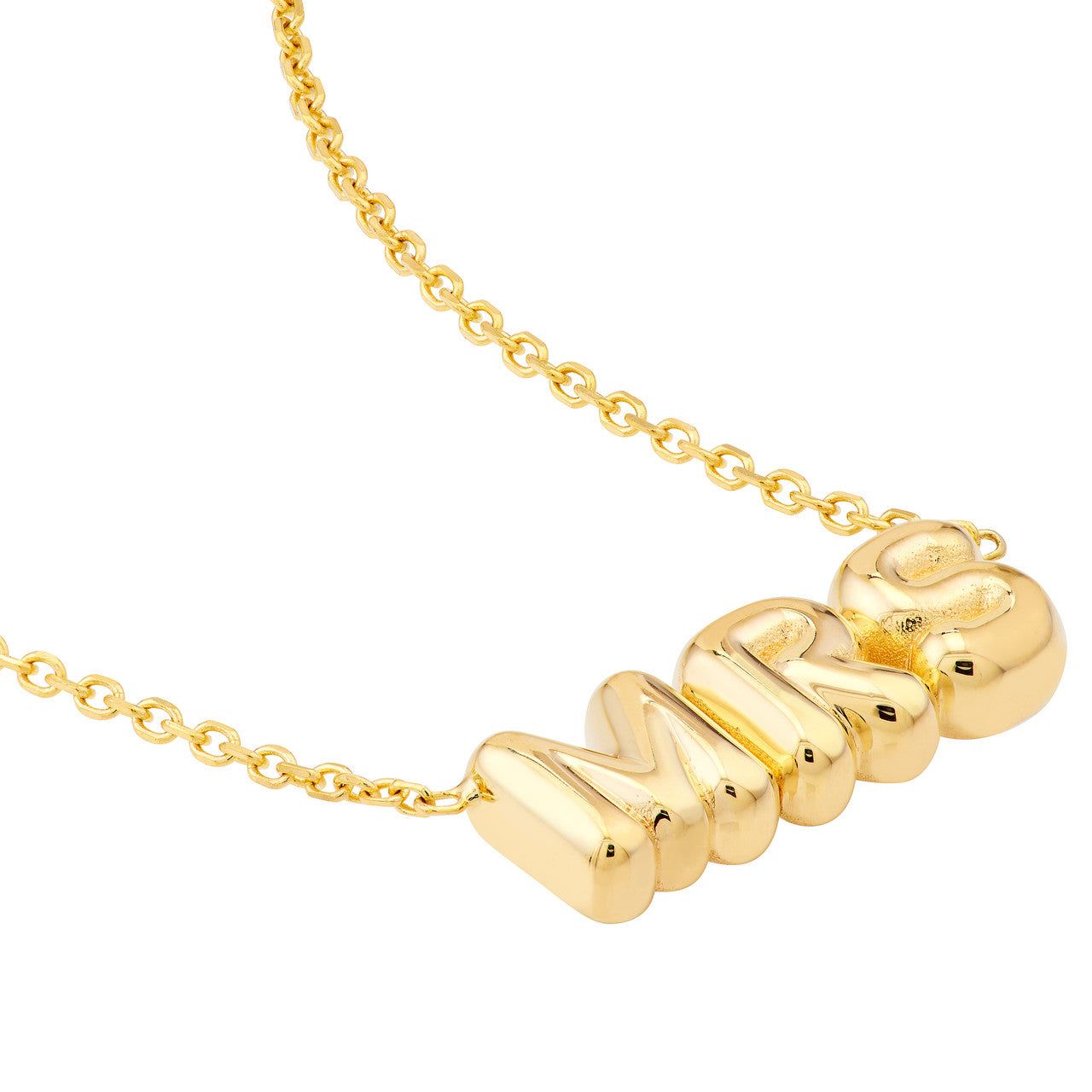 14kt Gold Puff Mrs Necklace