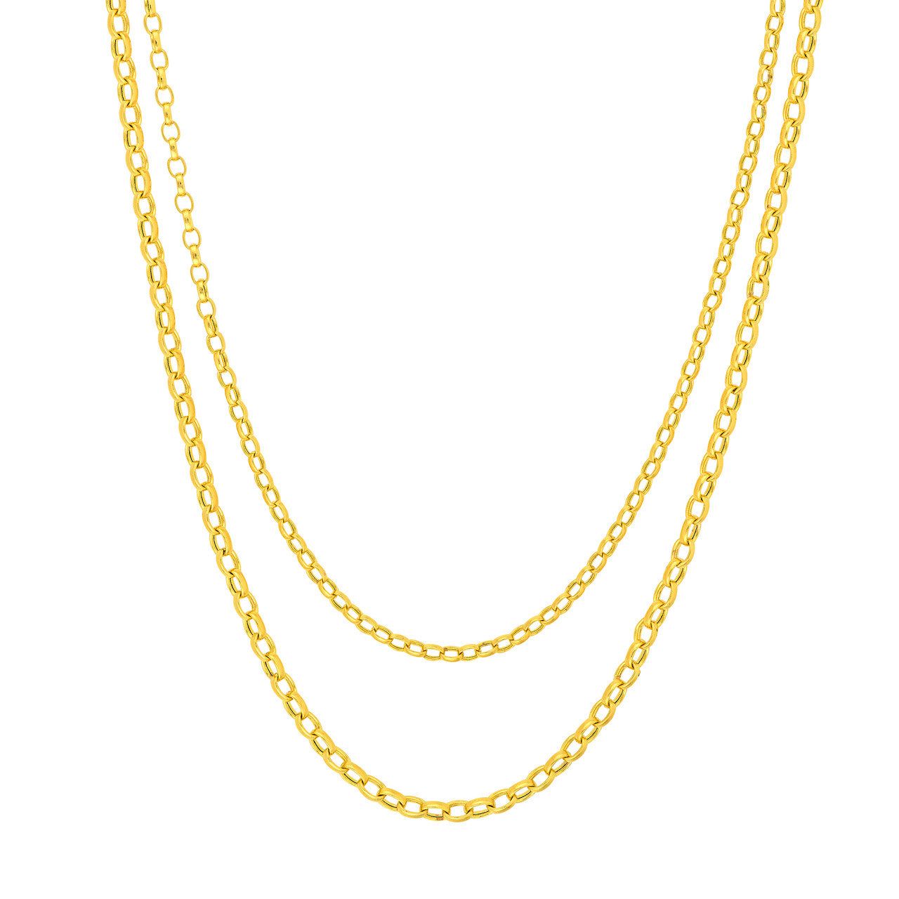 14kt Gold Double Layer Light Oval Rolo Necklace