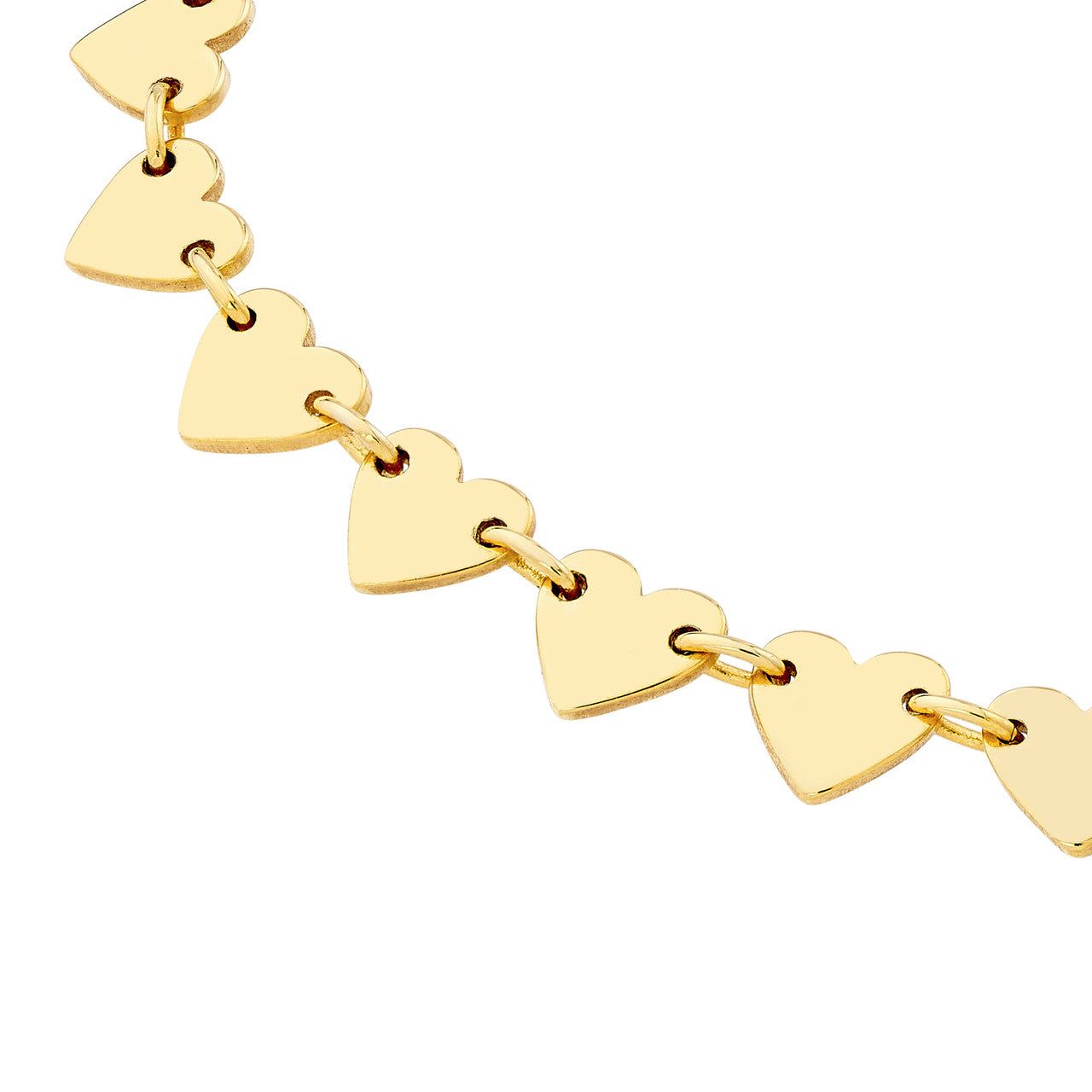 14kt Gold Side by Side Heart Station Necklace